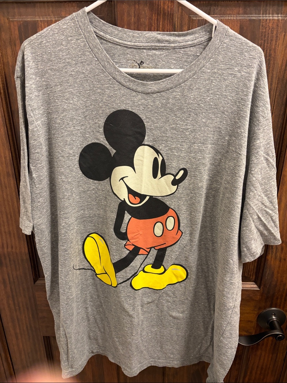 Disney Gray Short Sleeve Tee with Classic Mickey Mouse Graphic